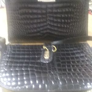 Black Genuine  Crockodile bag/ made in Italy FBM